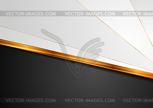 Contrast white black background with golden stripe - vector image