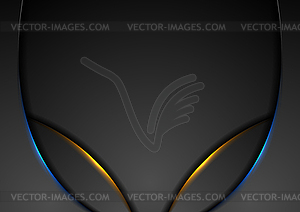 Blue and orange glowing lights, abstract wavy - vector image