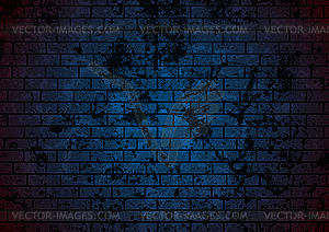 Dark blue grunge brick wall background - vector clipart