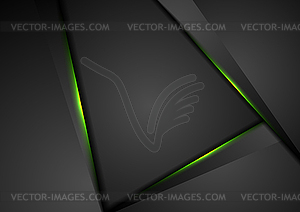 Черный абстрактный технический фон с зеленым освещением - клипарт Royalty-Free