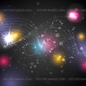 Dark abstract glowing background with wavy dotted - vector clipart / vector image