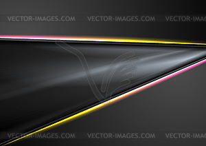 Black abstract smooth background with neon lines - vector image