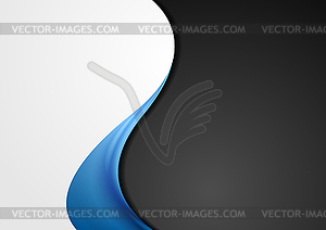 Серо черный абстрактный фон с синей волной - изображение в векторном виде