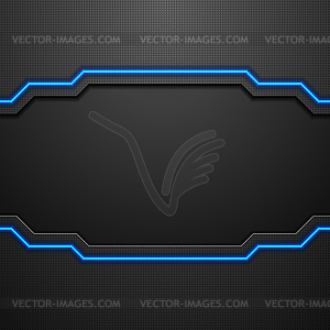 Black technology background with blue neon light - vector EPS clipart