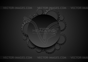 Абстрактные технические черные шестеренки и пустой круг - изображение векторного клипарта