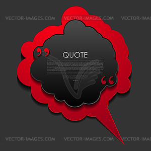 Речевой пузырь красного облака с запятыми, цитата - векторное изображение клипарта