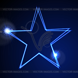 Dark blue glowing neon abstract star background - vector clipart