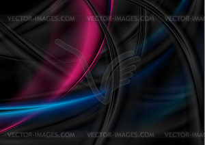 Black, blue and purple smooth waves abstract - vector image