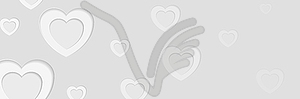 Grey papercut hearts abstract Valentines Day banner - vector clipart