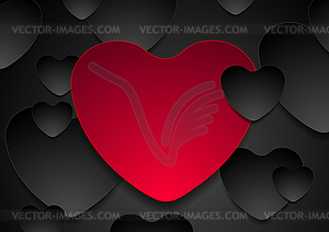 Red and black hearts Valentines Day abstract - vector clipart