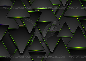 Абстрактные черные и светящиеся зеленые треугольники - векторизованное изображение клипарта