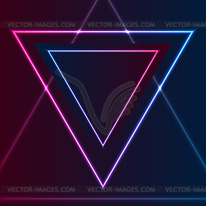 Синий фиолетовый ретро неоновый лазерный треугольник абстрактный - векторный клипарт EPS