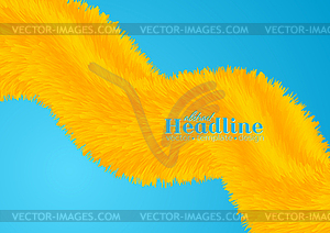 Bright orange fluffy wave on blue background - vector clipart