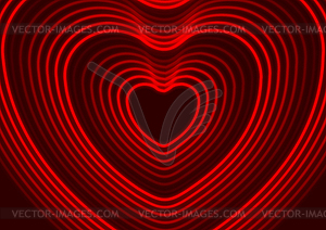 Неоновый светящийся лазерный абстрактный фон в форме сердца - клипарт в векторе