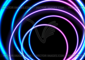 Colorful neon glowing circles abstract background - vector image