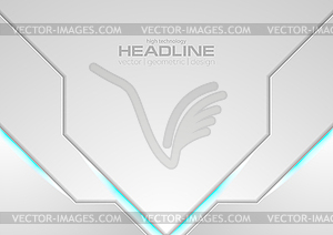 Grey technology background with blue neon light - vector clipart