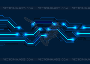 Glowing blue neon circuit board chip background - royalty-free vector clipart