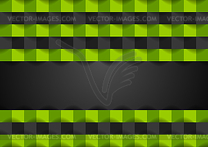 Фон с геометрической технологией зеленых и черных квадратов - векторное изображение клипарта