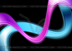 Синие и фиолетовые глянцевые волны - иллюстрация в векторном формате