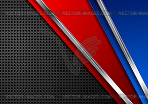 Red and blue metallic perforated technology - vector clipart / vector image