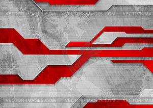 Red grey tech grunge abstract background - vector clip art