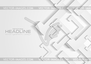Grey and white tech paper shapes abstract background - vector clipart