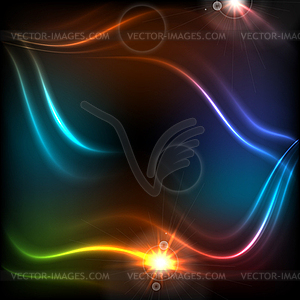 Glowing neon colorful waves abstract background - vector image