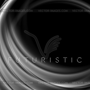 Grey smoky waves on black abstract background - vector image