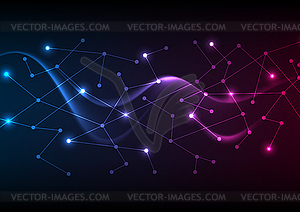 Технология низкополигонального неонового абстрактного волнистого фона - векторное изображение EPS