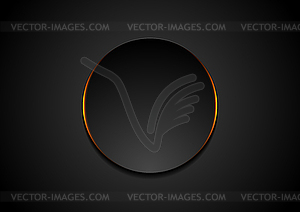 Black circle with orange glowing light abstract - vector clipart