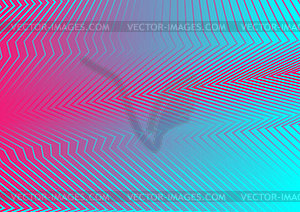 Pink and blue abstract curved refracted lines - vector image