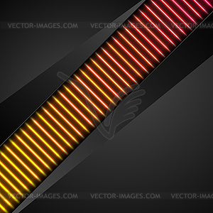 Black abstract background with neon lines texture - vector image