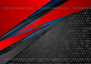 Red blue abstract corporate background with dots - vector image