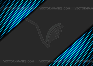 Black abstract background with blue neon lines - vector clip art