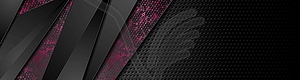 Black technology perforated banner with purple dots - vector image