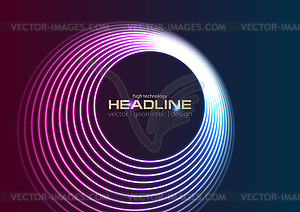 Красочные неоновые светящиеся круги на абстрактном фоне - иллюстрация в векторе