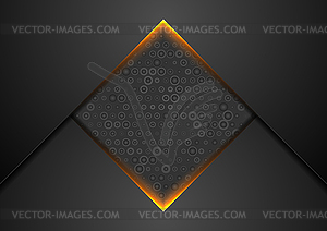 Black abstract background with orange glowing light - vector clipart