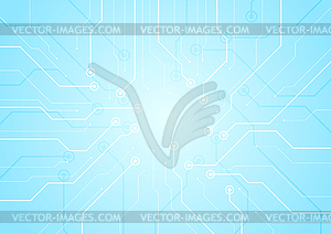 Light blue circuit board chip technology background - vector image