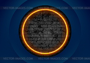 Abstract grunge background with orange fiery circle - vector image