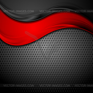 Abstract waves on dark perforated metallic - vector clipart