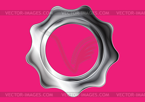 Abstract silver metal gear on pink background - vector image