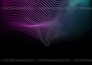 Abstract futuristic blue purple neon wavy background - vector image