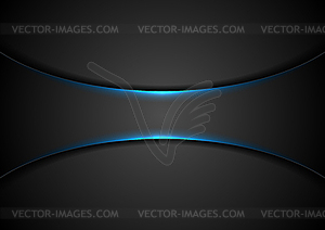 Black abstract tech background with blue glowing - vector image