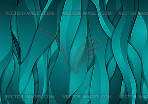 Turquoise abstract paper waves corporate background - vector clipart