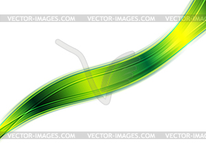 Abstract green glossy curved wave background - vector clip art