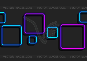 Синие фиолетовые неоновые квадраты геометрическая абстракция - стоковый клипарт
