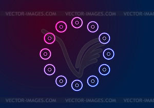 Blue purple neon circles abstract geometric - vector image