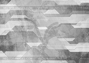 Abstract grey grunge tech geometric background - vector clip art