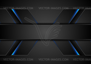 Abstract black tech background with blue neon - vector image