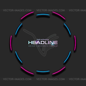 Bright neon blue purple circle frame tech background - vector clipart